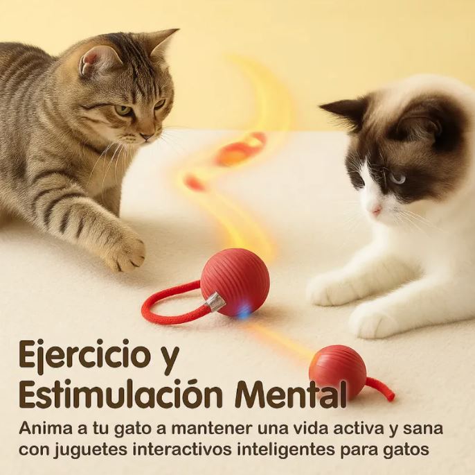Pelota eléctrica para gatos en uso doméstico