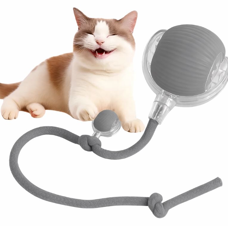 Pelota eléctrica interactiva para gatos color gris