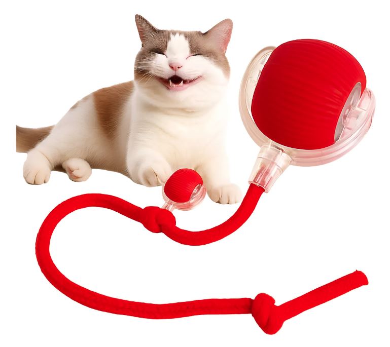 Pelota eléctrica interactiva para gatos color rojo
