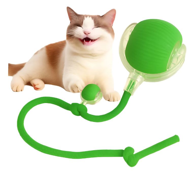 Pelota eléctrica interactiva para gatos color verde