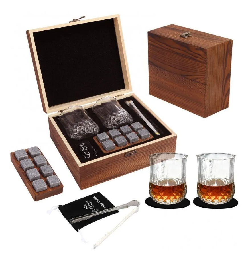 SET DE WHISKY GRANDE CON PIEDRAS Y PINZA