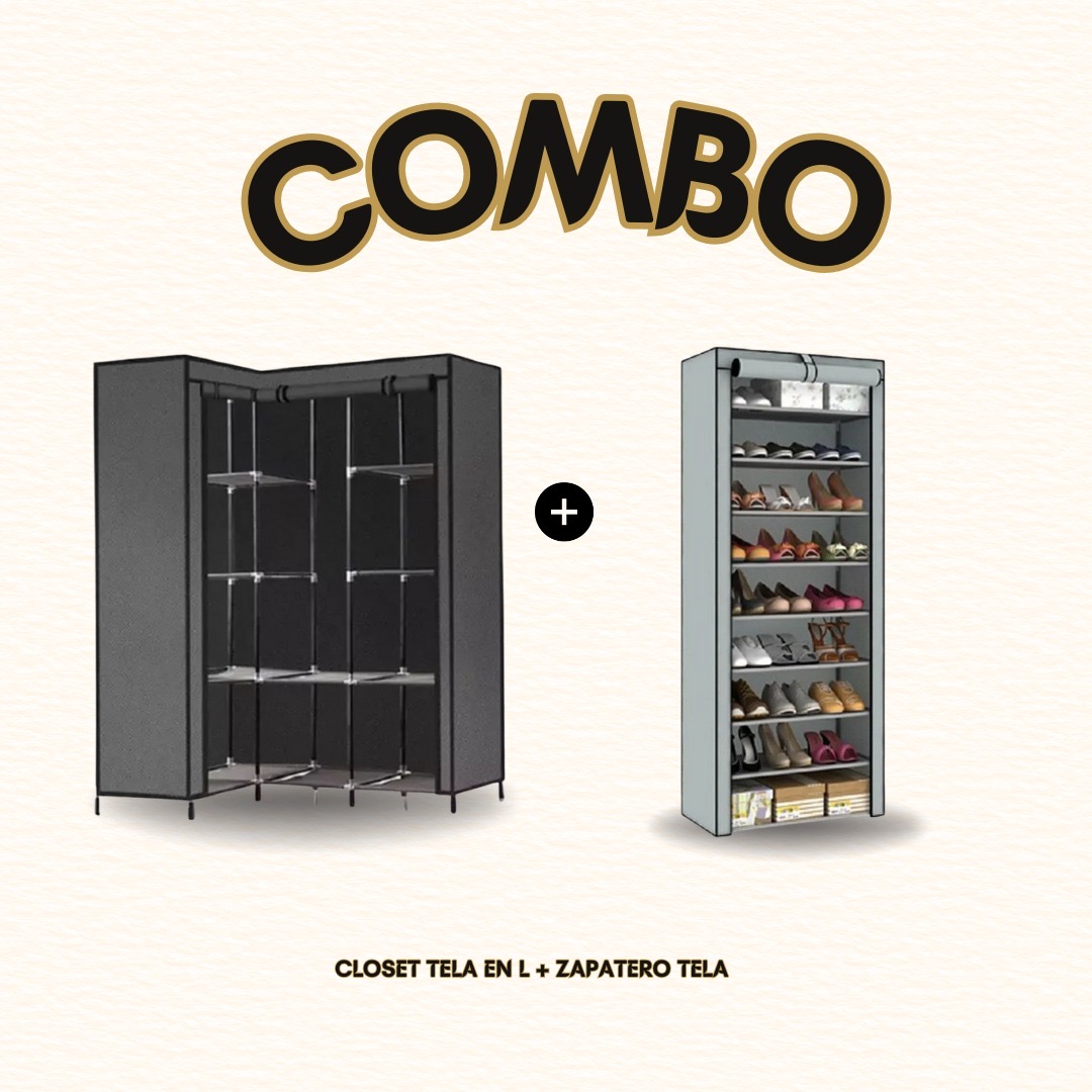 Combo Closet en L + Zapatero de tela
