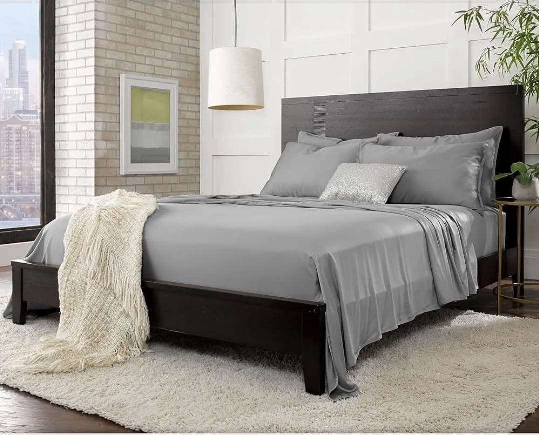 JUEGO DE SABANAS GRIS PARA CAMA DOBLE - Vista 1