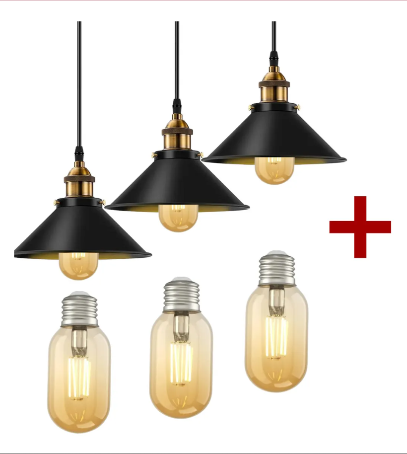 3 LAMPARAS VINTAGE RETRO DECORACION + 💡
