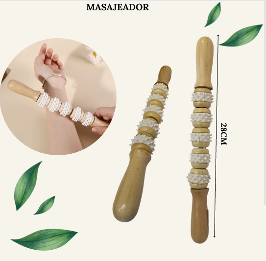 Palo Masajeador Rodillo En Madera