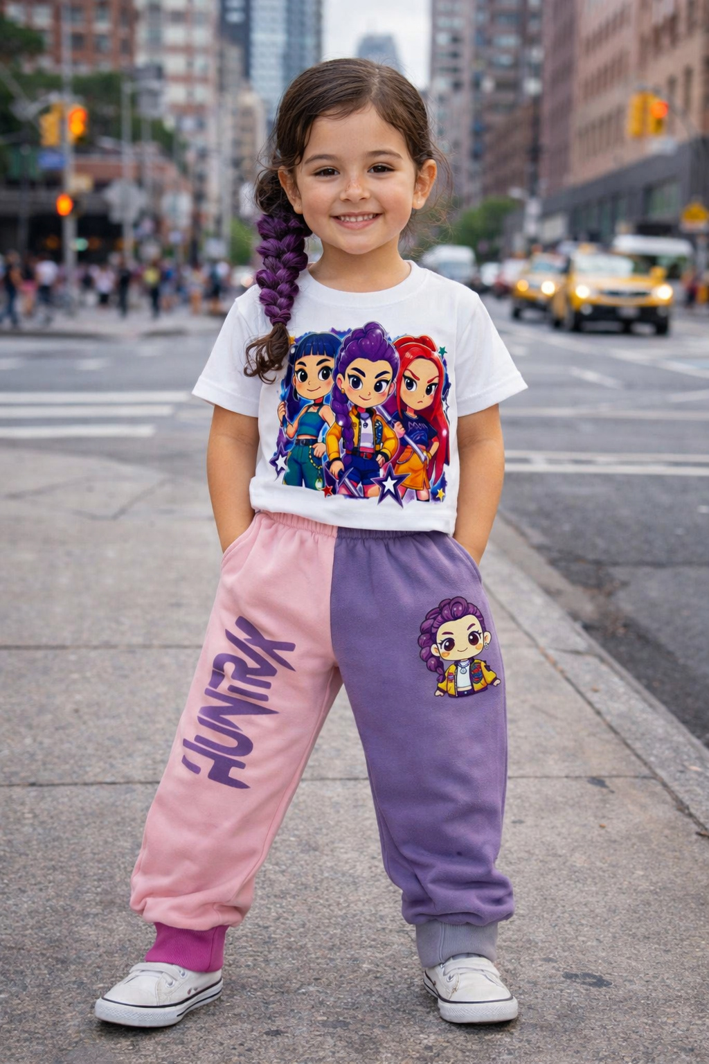 Conjunto Kpop CROPTOP+PANTALON ROSA-LILA - Vista 1