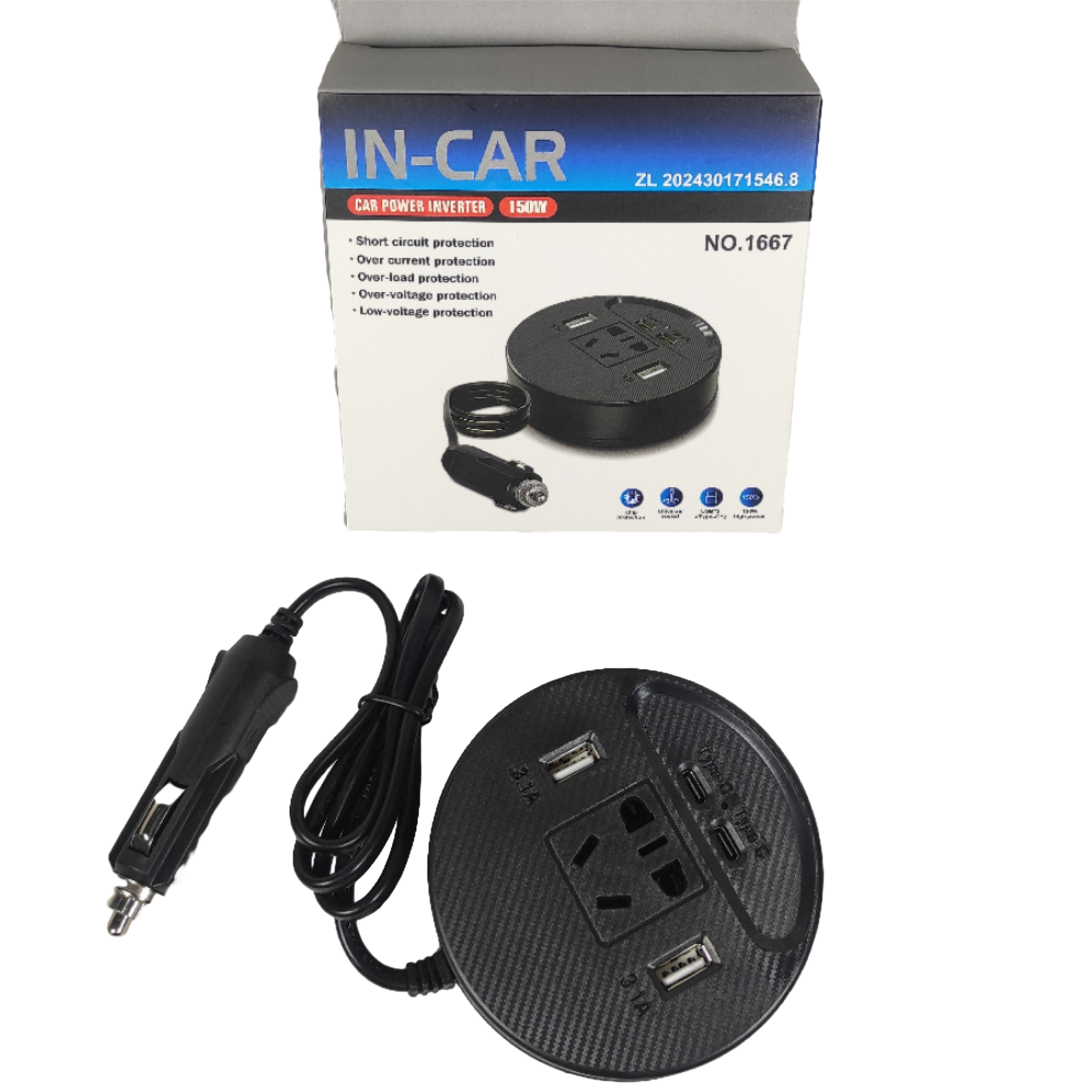 Inversor 150W Carro 110V USB + Tipo C