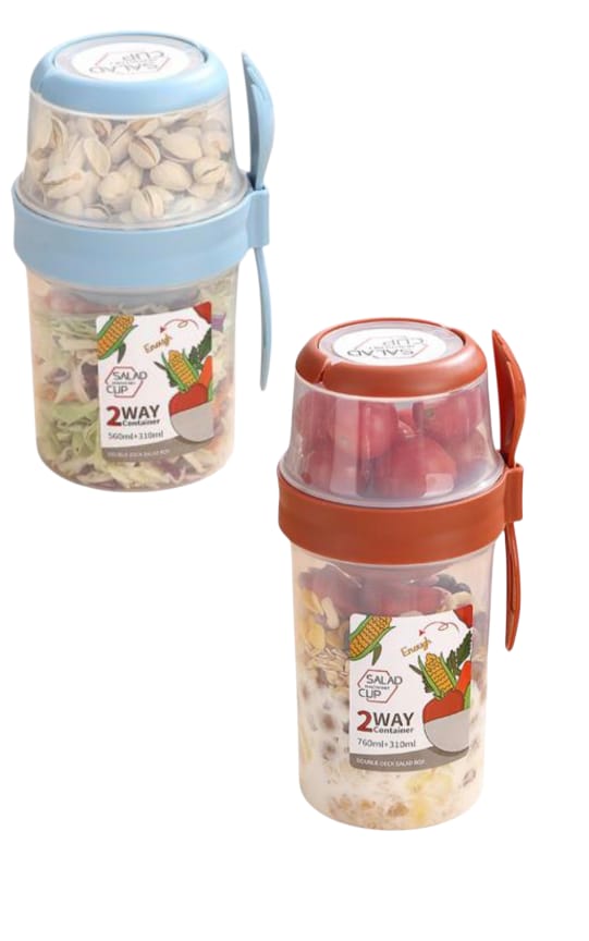 Vaso Doble Contenedor Ensalada Portátil - Vista 1