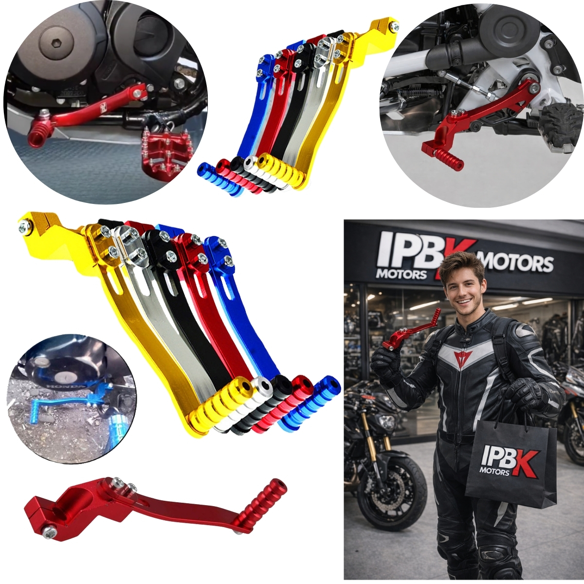 Palanca leva cambios moto universal lujo - Vista 1