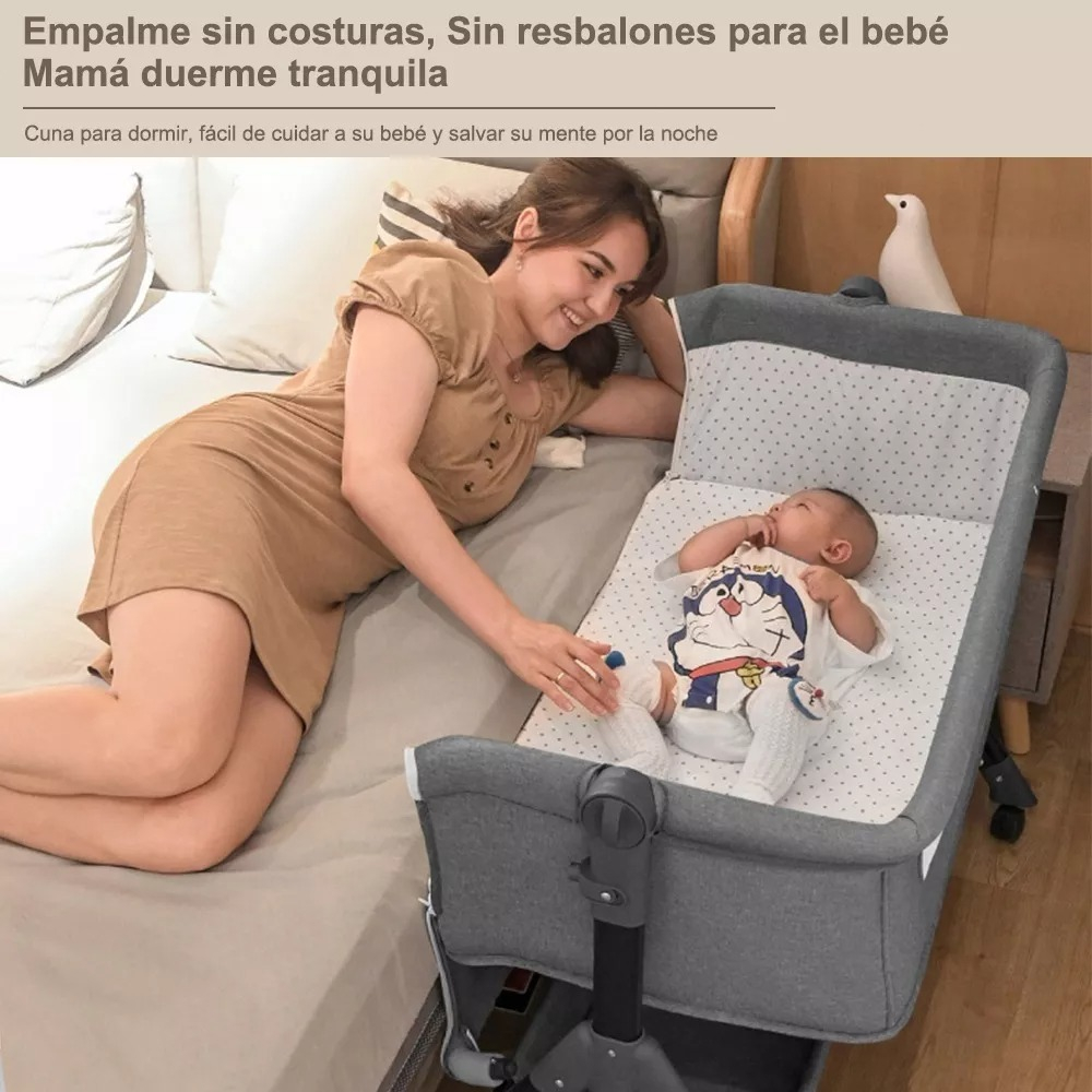 Vista 6 de CUNA COLECHO CON COLCHONETA PARA BEBE GRIS