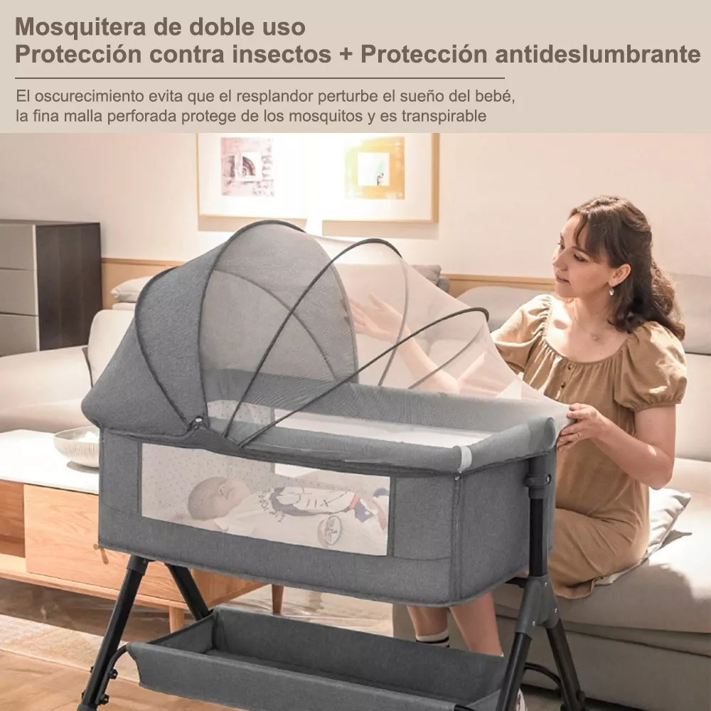 Vista 8 de CUNA COLECHO CON COLCHONETA PARA BEBE GRIS