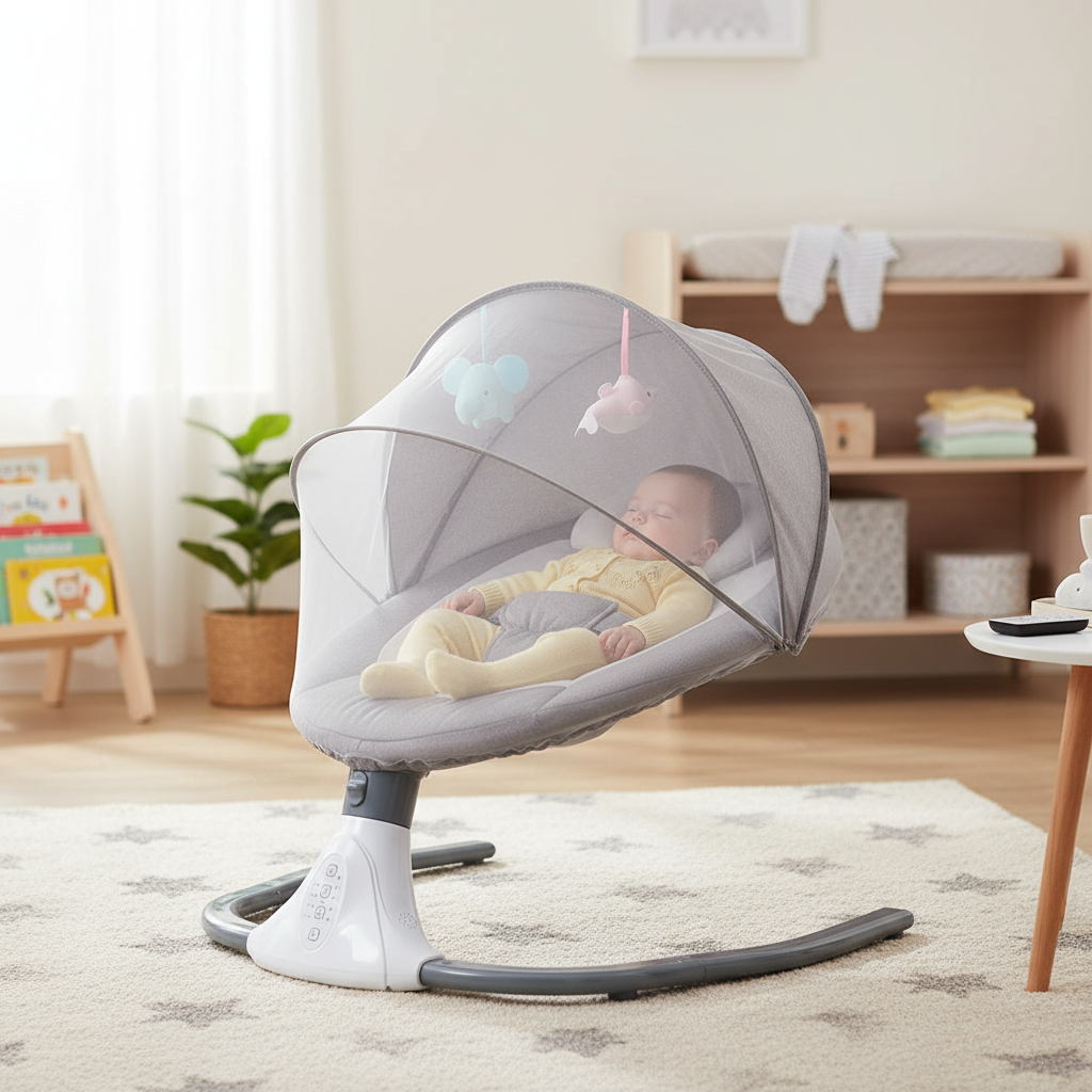 SILLA ELECTRICA MECEDORA BEBE 5EN1 GRIS