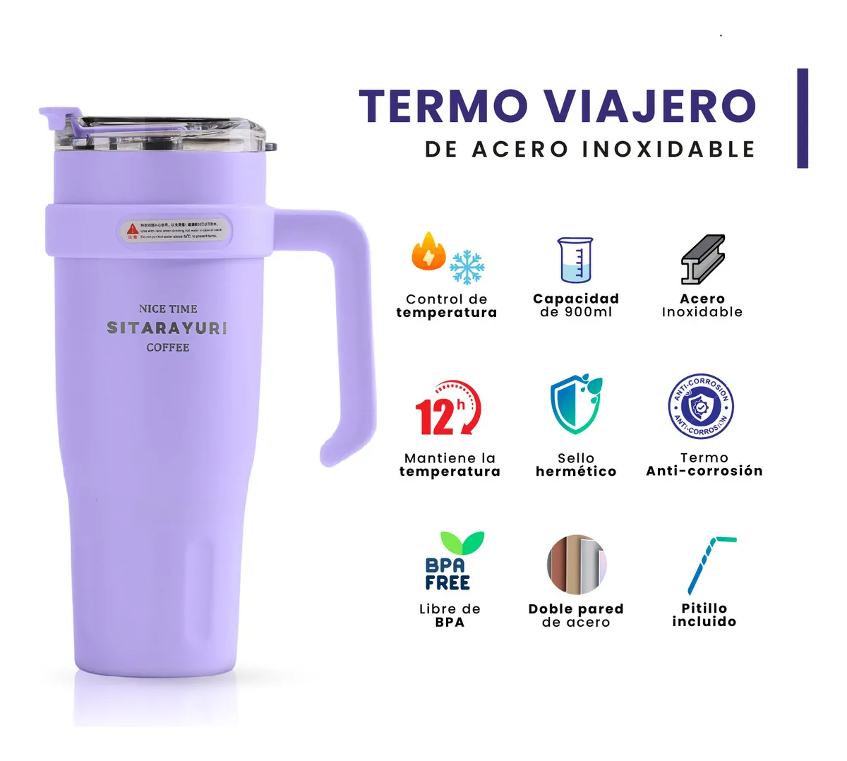 Termo Acero Inoxidable 900ml - Vista 1