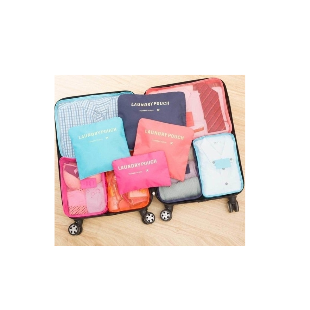 BOLSA VIAJE X 6 + BOLSA PLEGABLE VIAJE