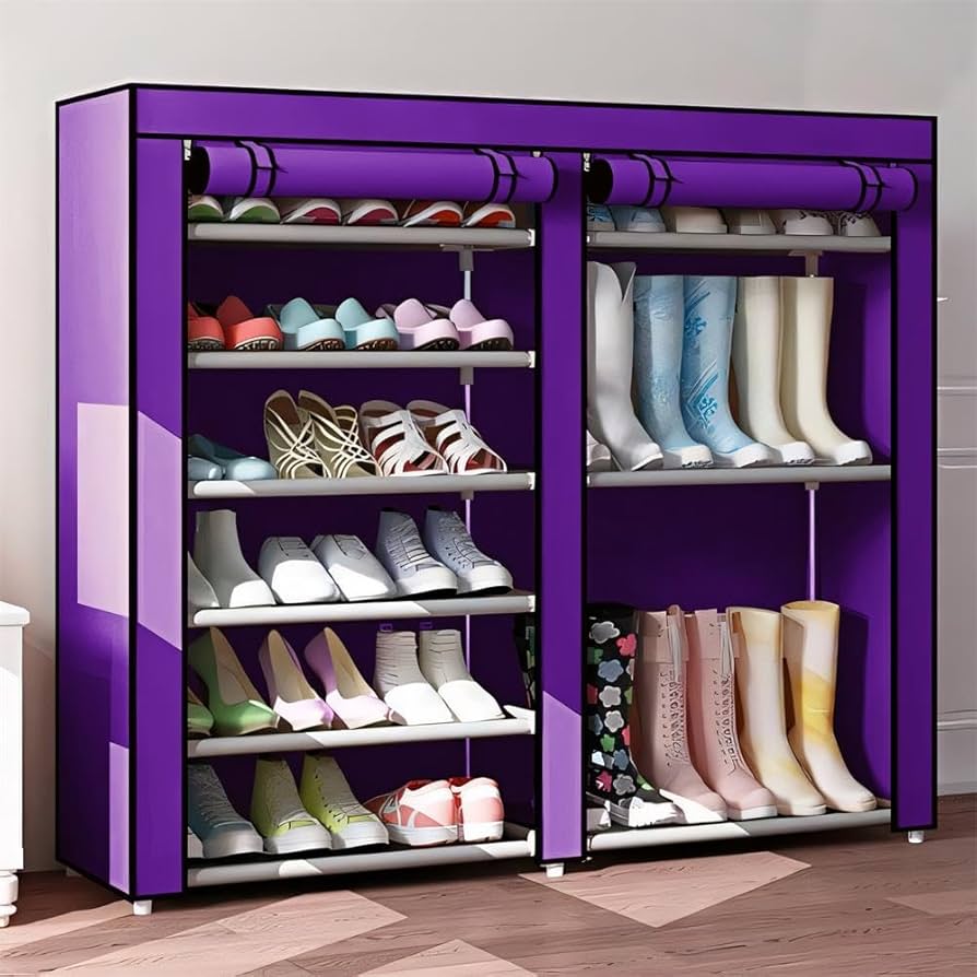 Zapatero 6 Niveles Doble de Tela Morado