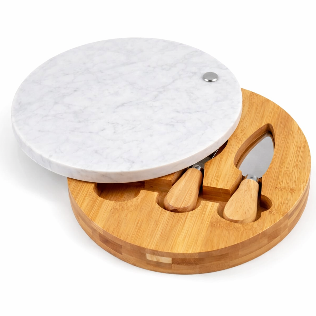 Tabla Picar Redonda Quesos Bambu Marmol