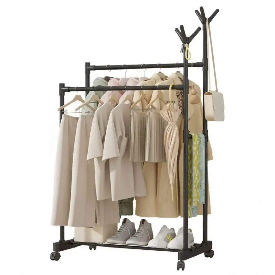 PERCHERO DE PIE DOBLE