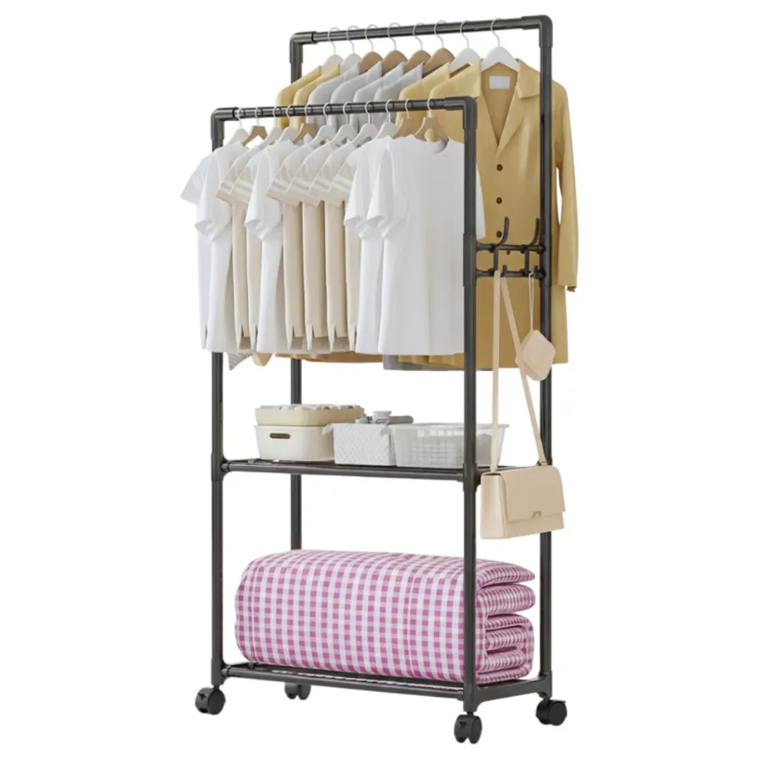 PERCHERO DOBLE CON RUEDAS DE 160 CM