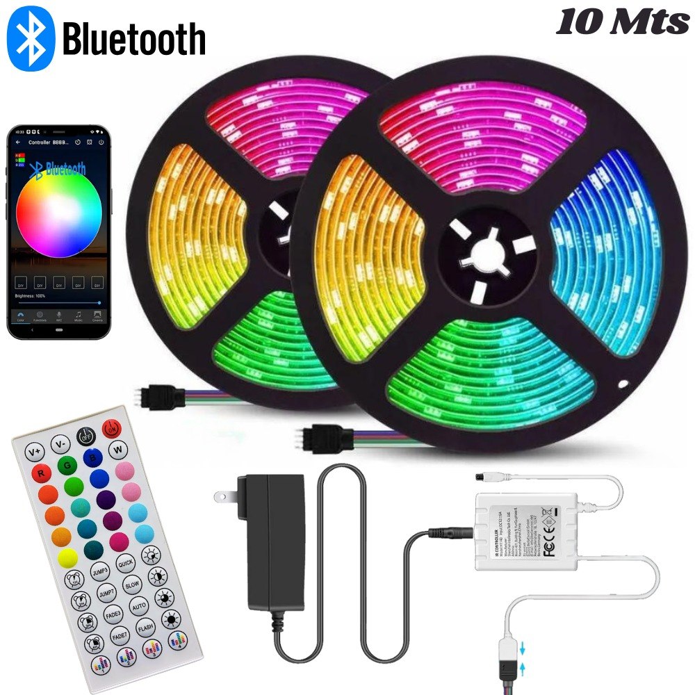 Cinta Led Tira Luces 10 Mts Rgb Multicol