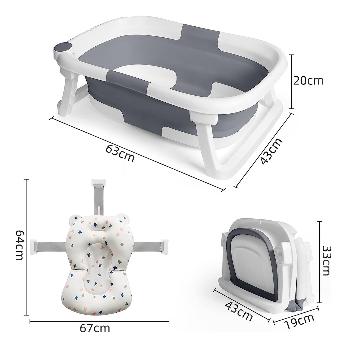 Vista 6 de BAÑERA BEBES COJIN TERMOMETRO Y DESAGUE - COLOR: AZUL