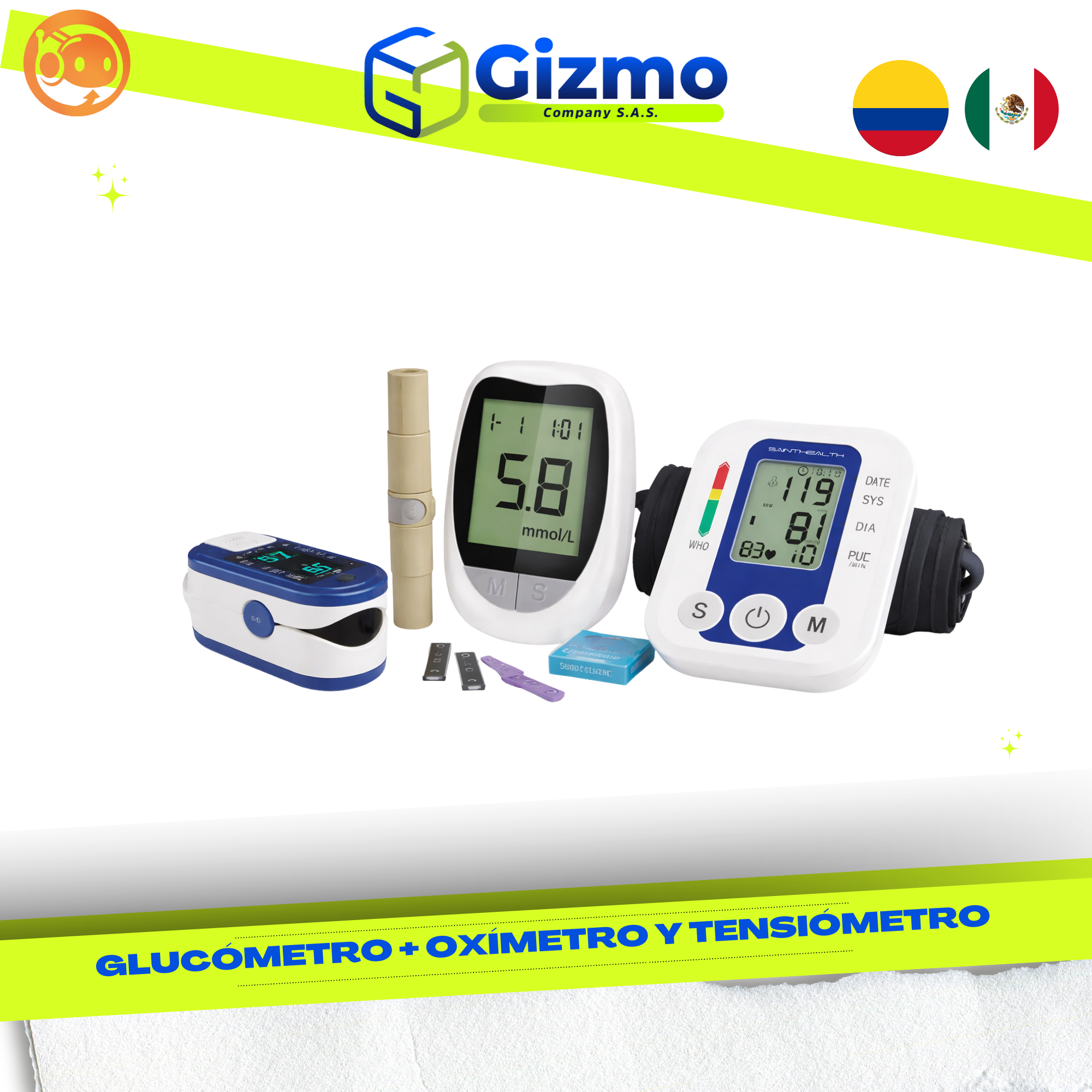 Glucómetro + oxímetro y tensiómetro 🩺