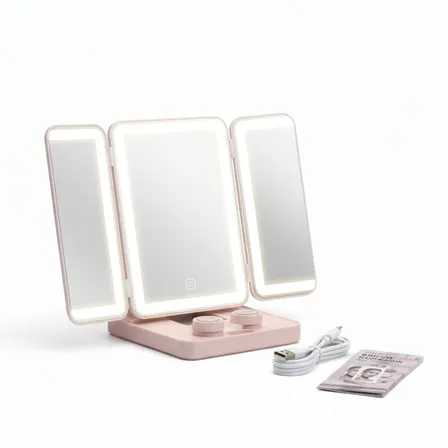 Espejo con luz Maquillaje Tricolor 270°