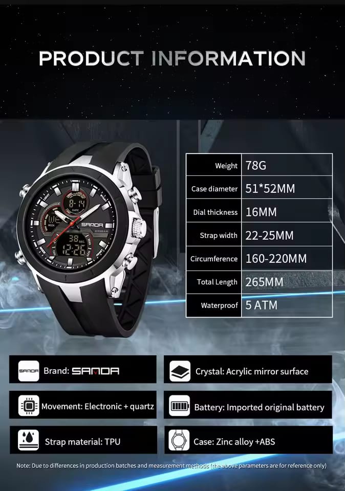 Reloj Sanda 6279 pulso Silicona Hombre