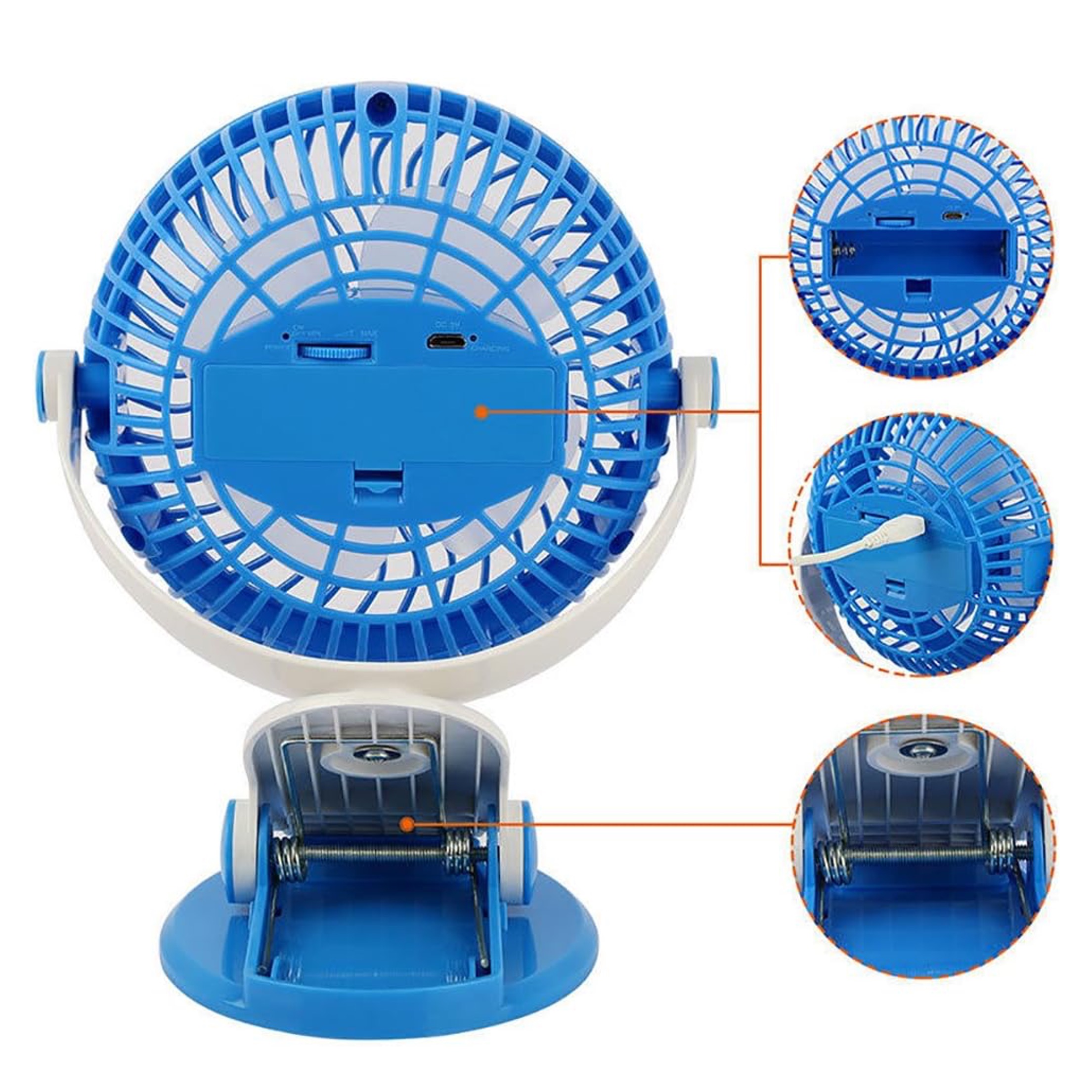 Ventilador recargable pinza