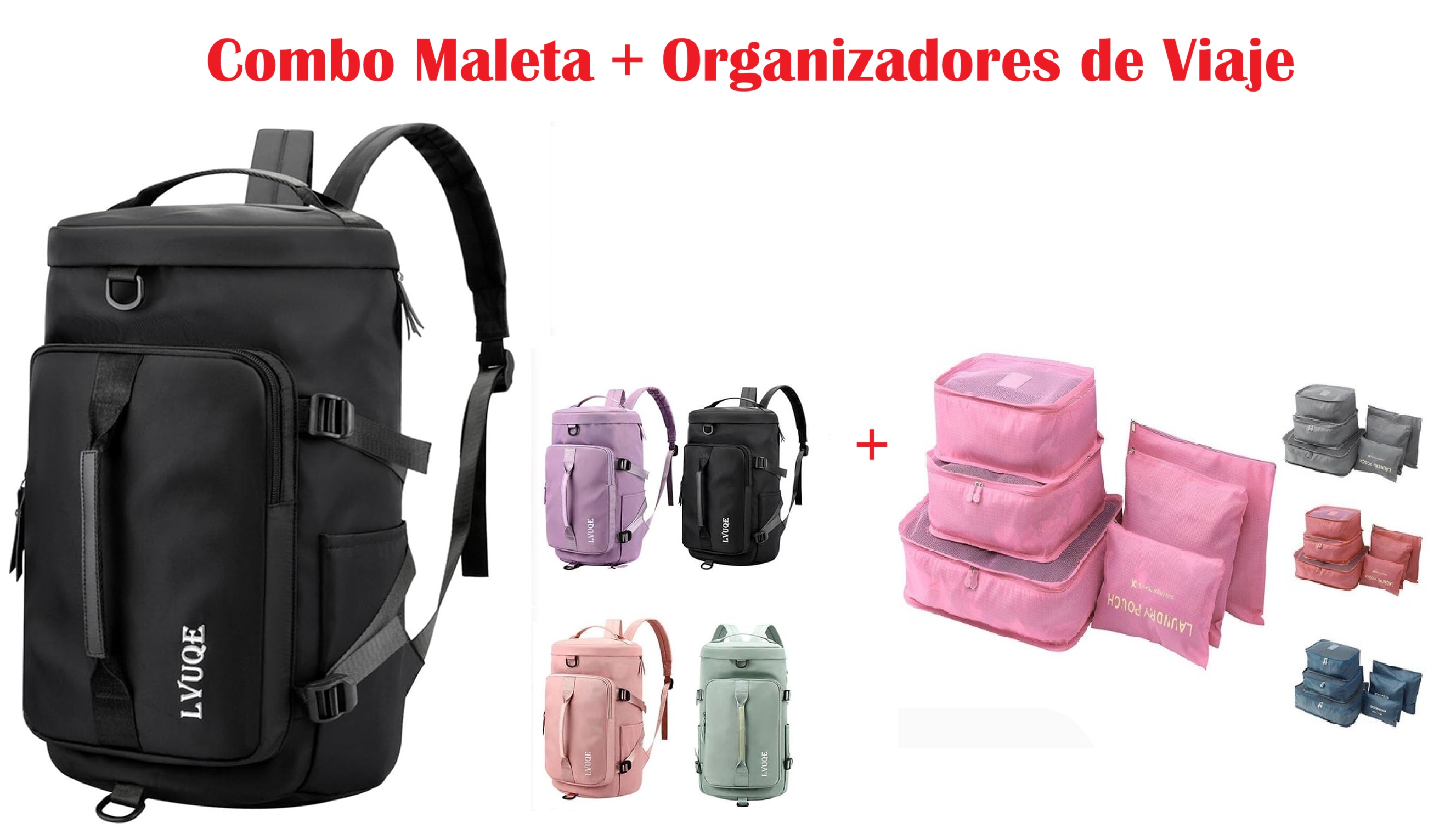 Combo Maleta viaje + Organizadores x 6