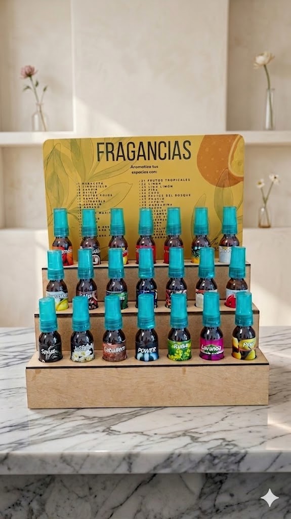 exhibidor de fragancias desarmable