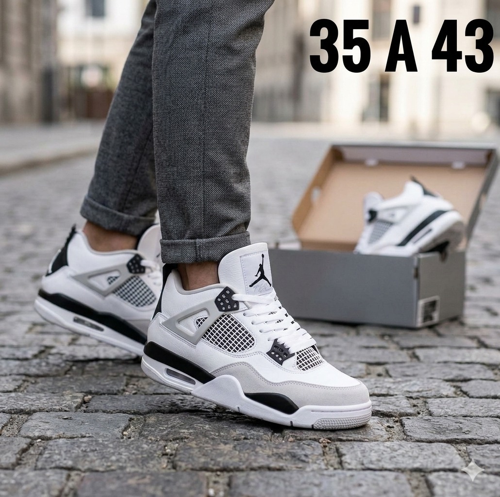 BOTAS RETRO 4 BLANCO NEGRO