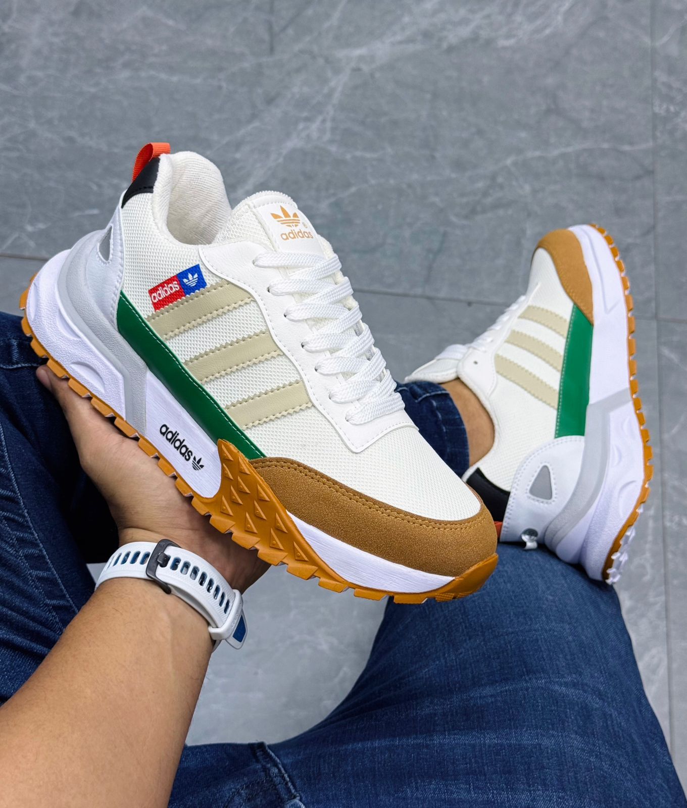 Bellos Tenis Adidas Beige Verde