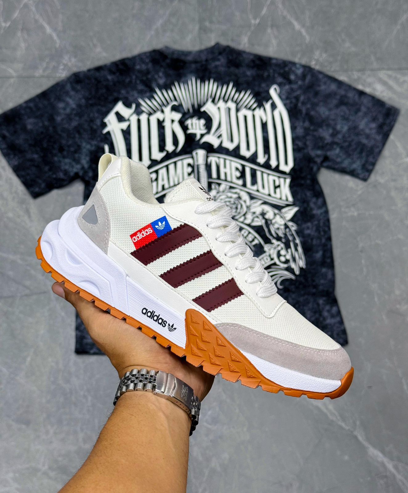 Bellos Tenis Adidas Beige Vino tinto