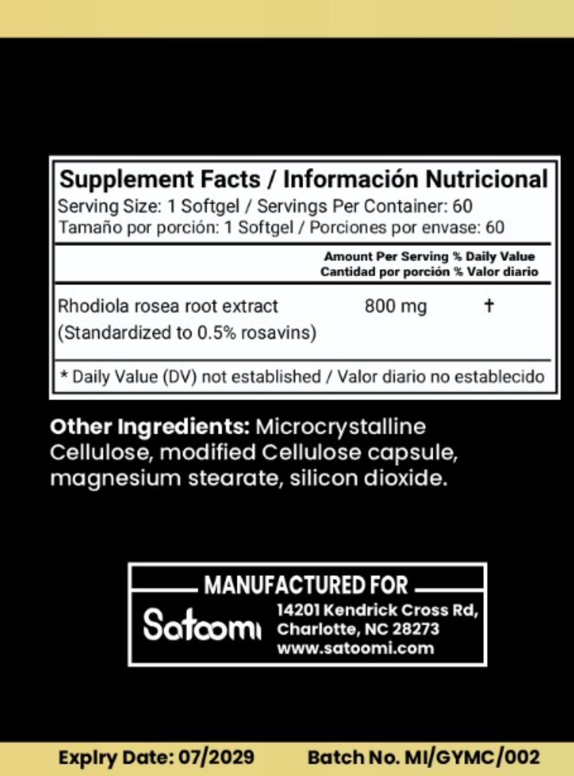 Rhodiola Rosea Extra Strength 800 mg