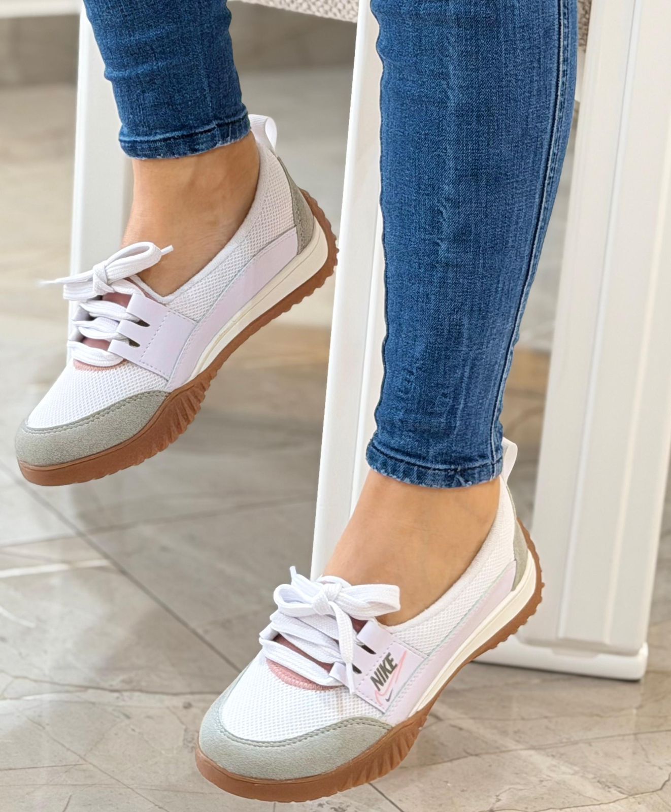Bellas Baleta Nike Color Blanco Gris