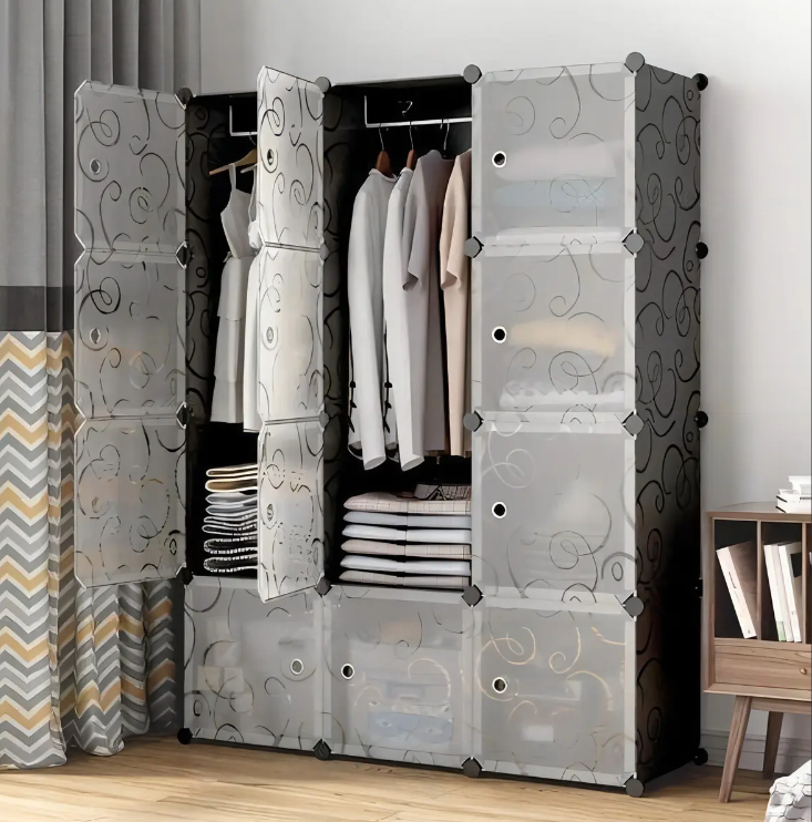 Closet de 10 piezas Transparente y Negro - Vista 1