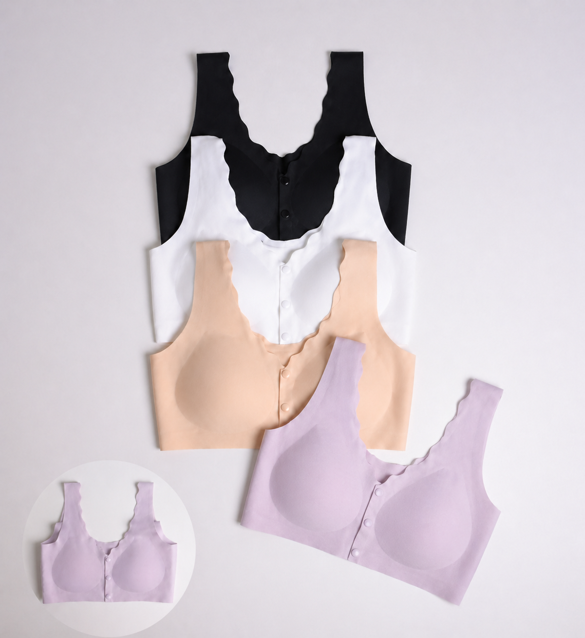 X3 Brasier liso Botones de 3 - Vista 1