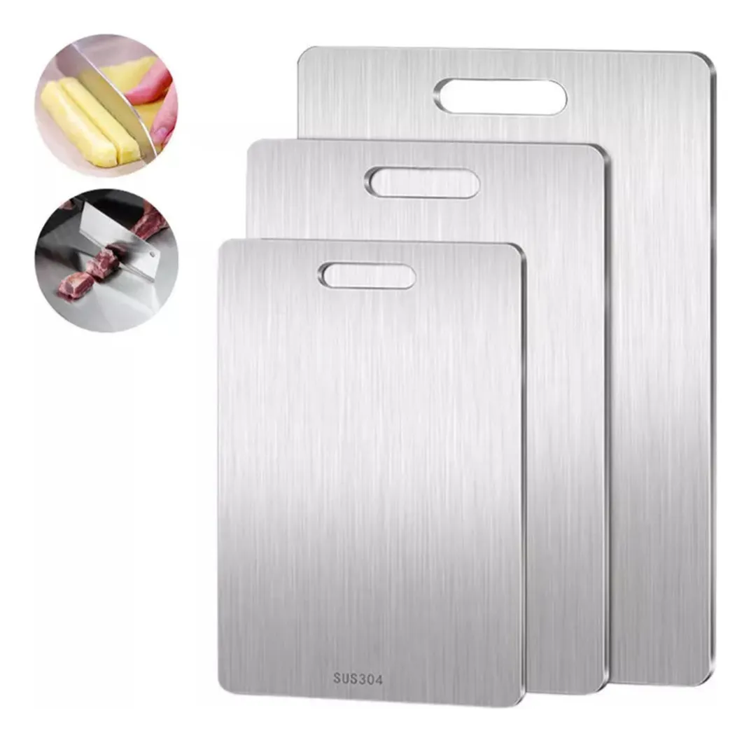 Set De 3 Tablas Picar En Acero