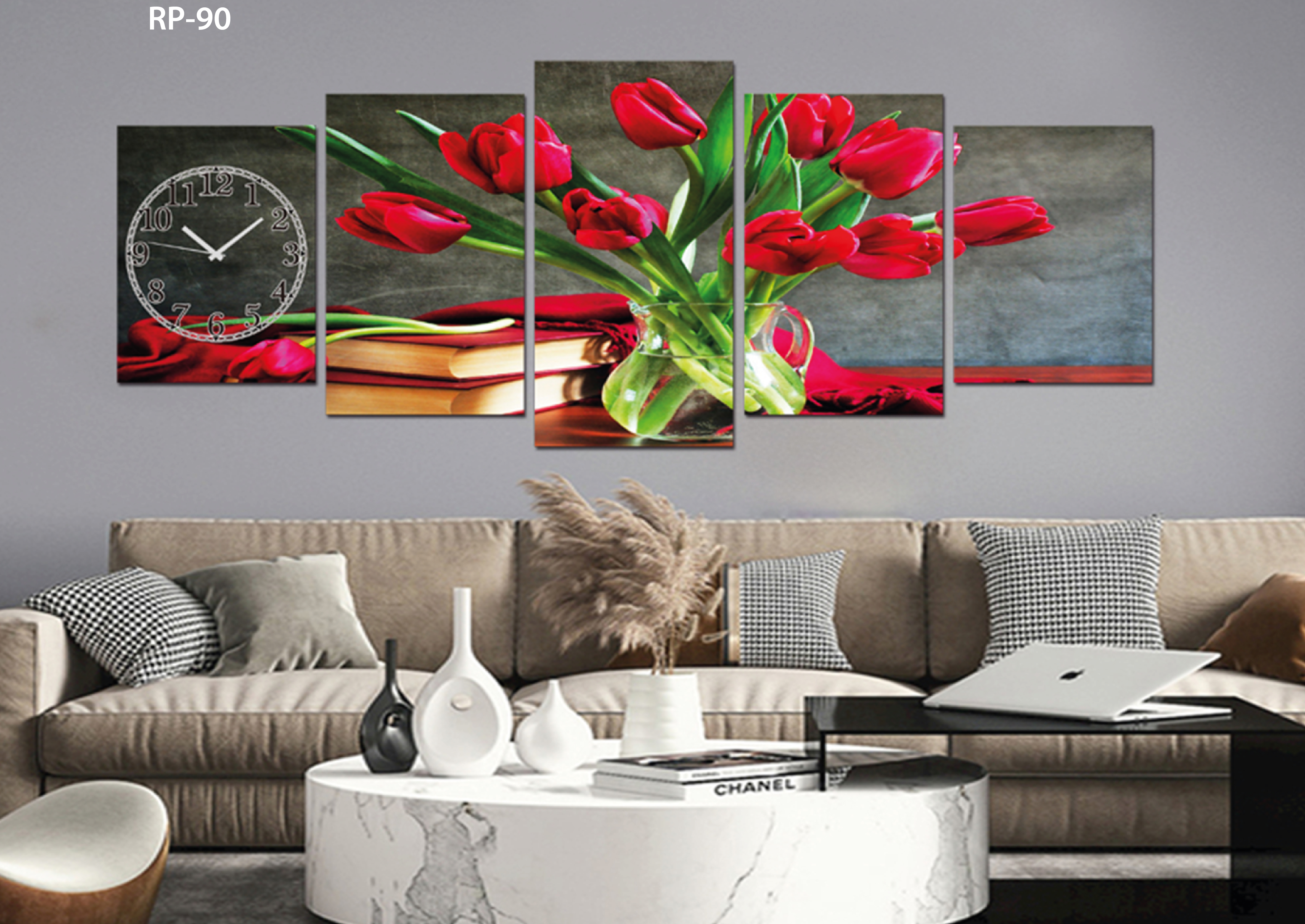 RP-90 RELOJ PARED ESTILO POLIPTICO 3 PIE