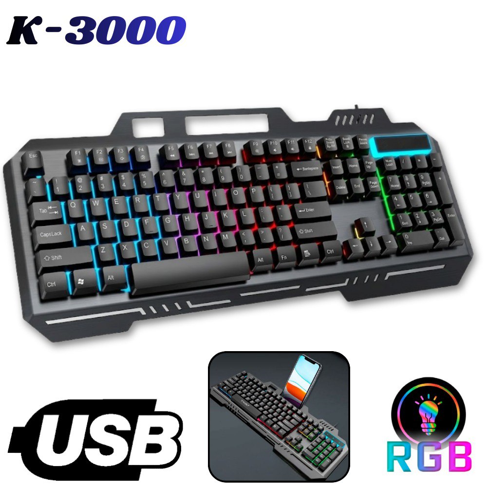Teclado Gamer Alambrico K-3000 Rgb Usb G