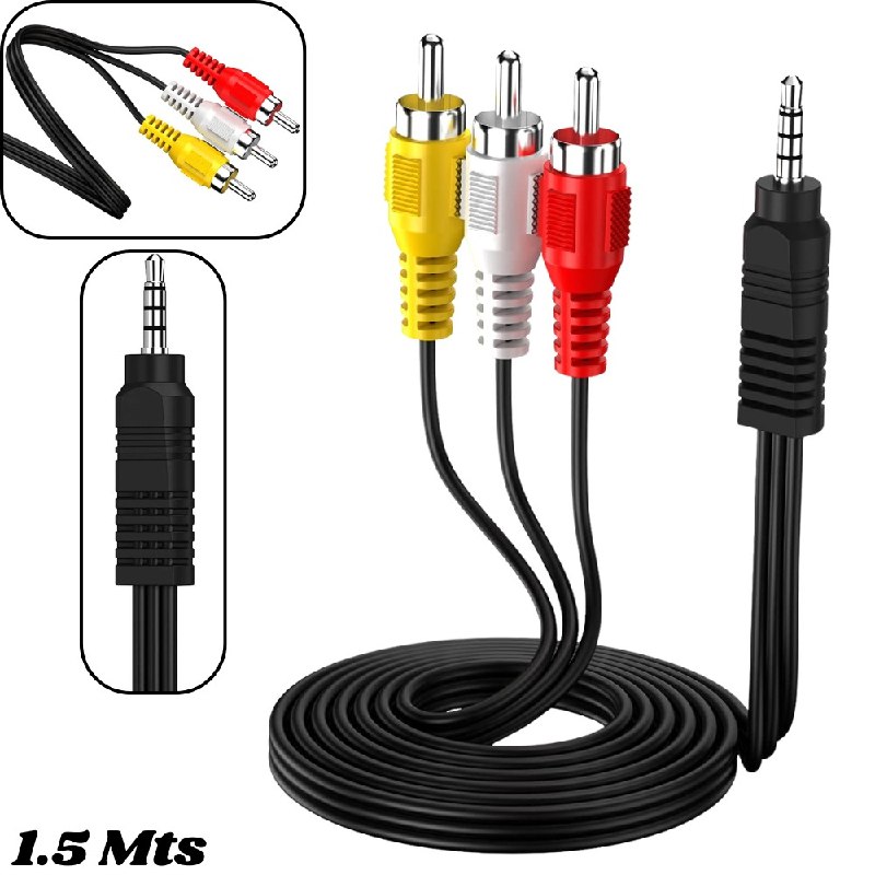 Cable Adaptador De Audio Rca 3X1 1.5 Met