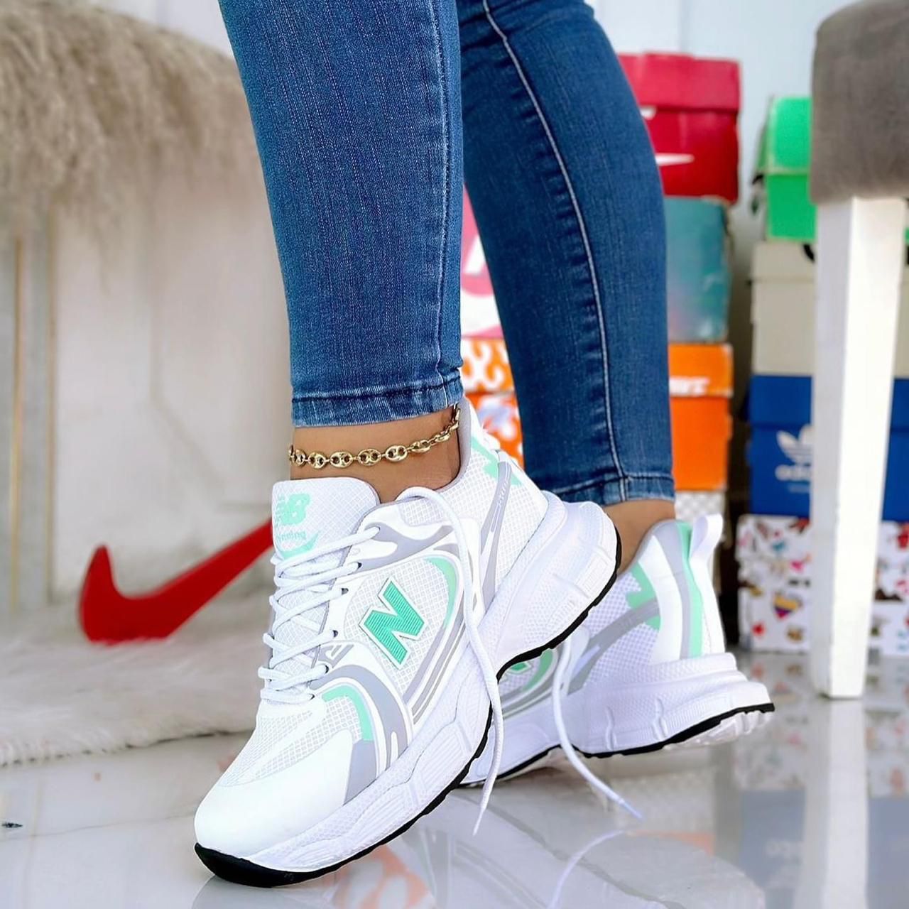 New Balance Dama Op Blanco verde - Vista 1