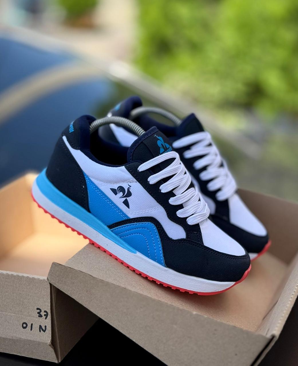 Tenis Lecoq Slm Blanco Azul Claro