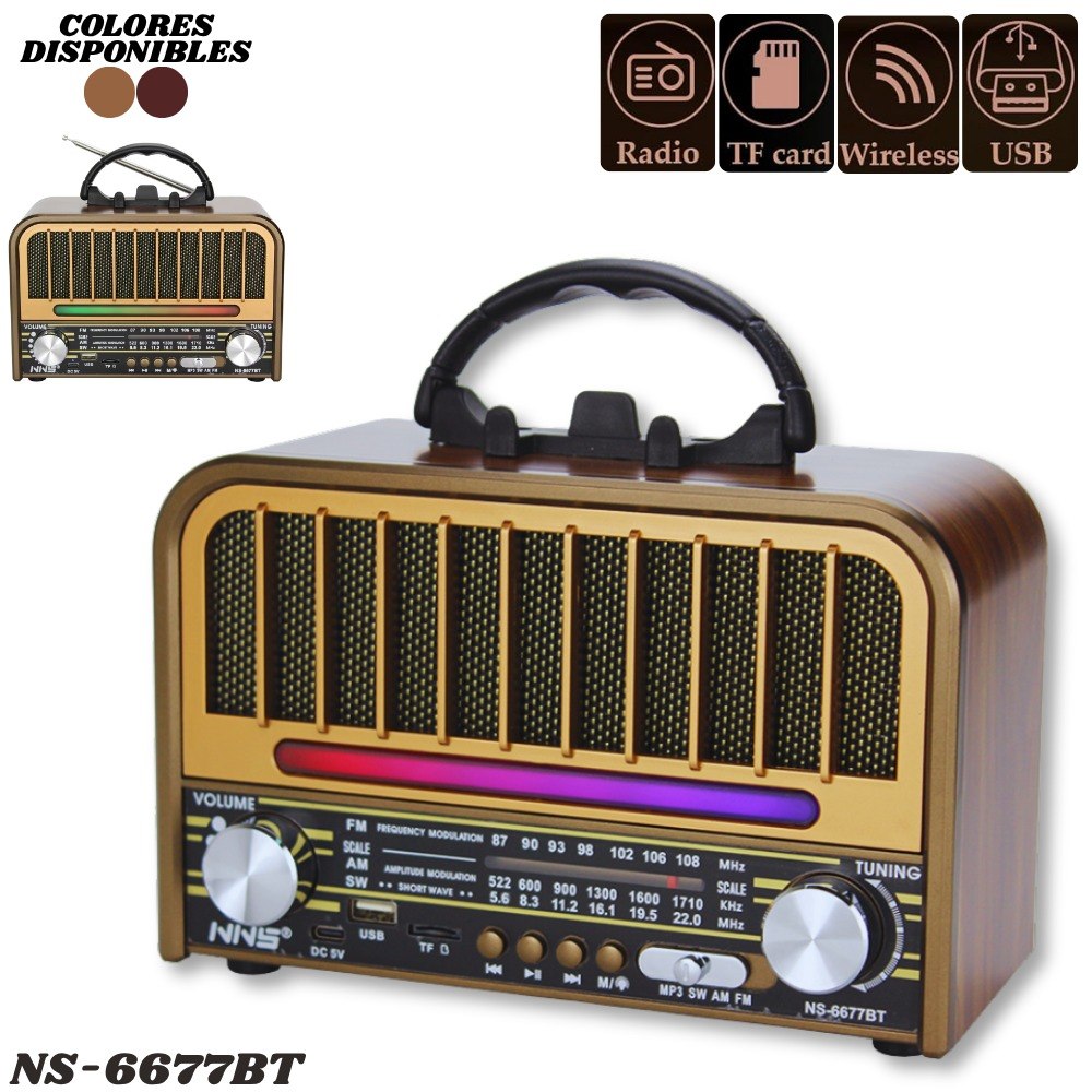 Radio Parlante Retro Vintage Ns-6677Bt