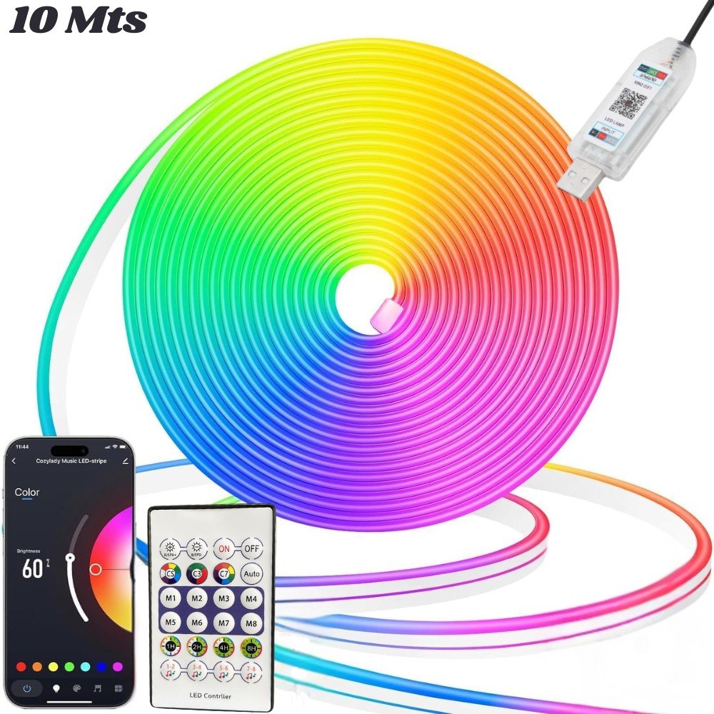 Cinta Led Tira Luces 10 Mts Rgb Neon