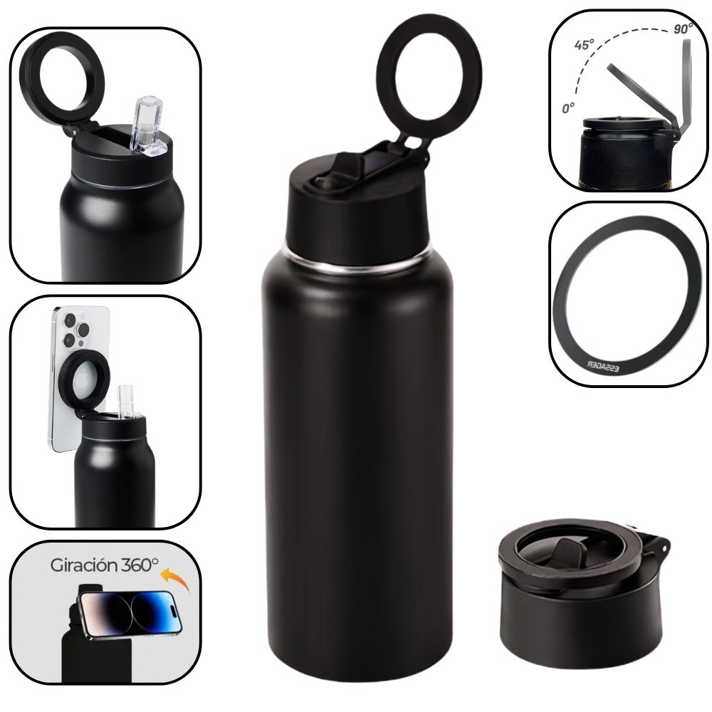 Termo con Soporte Magnetico para Celular