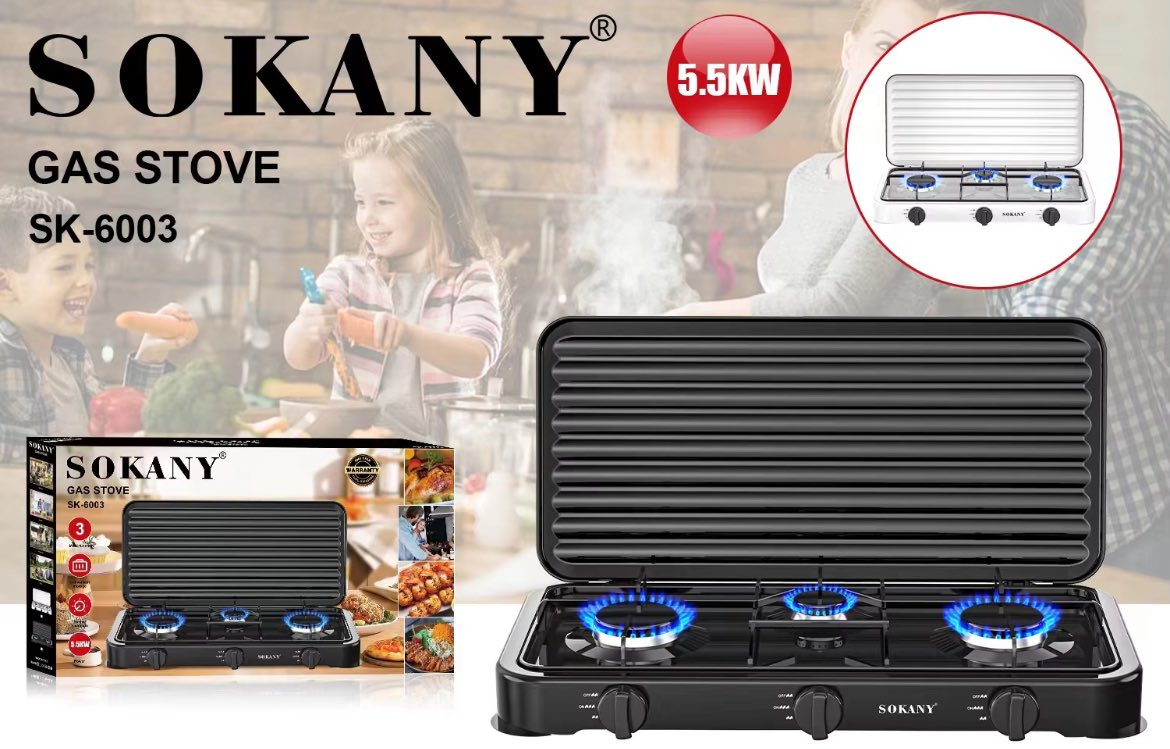 Estufa 3 puestos sokany
