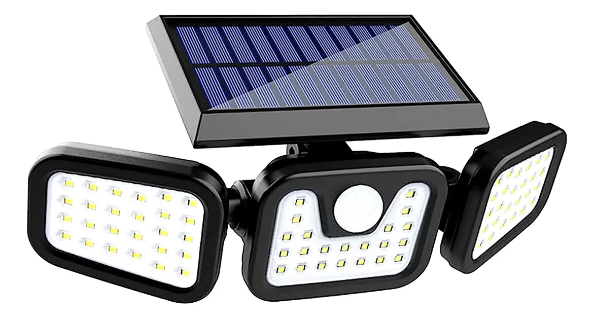 Lampara solar pared 3 paneles focos