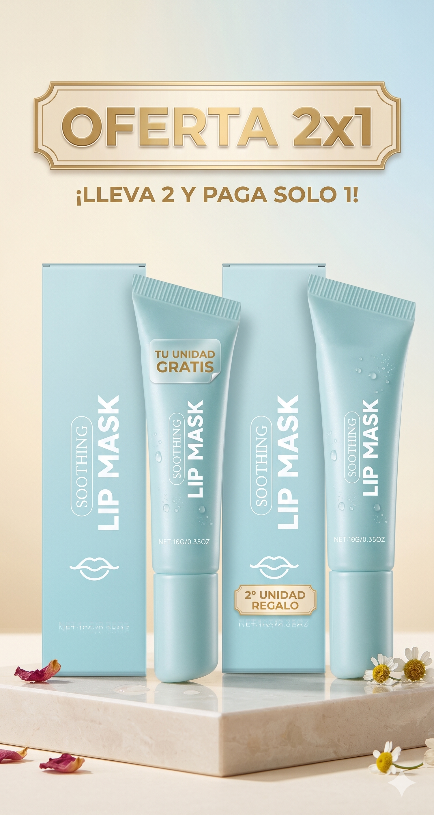 Mascarilla refrescante para labios 2x1