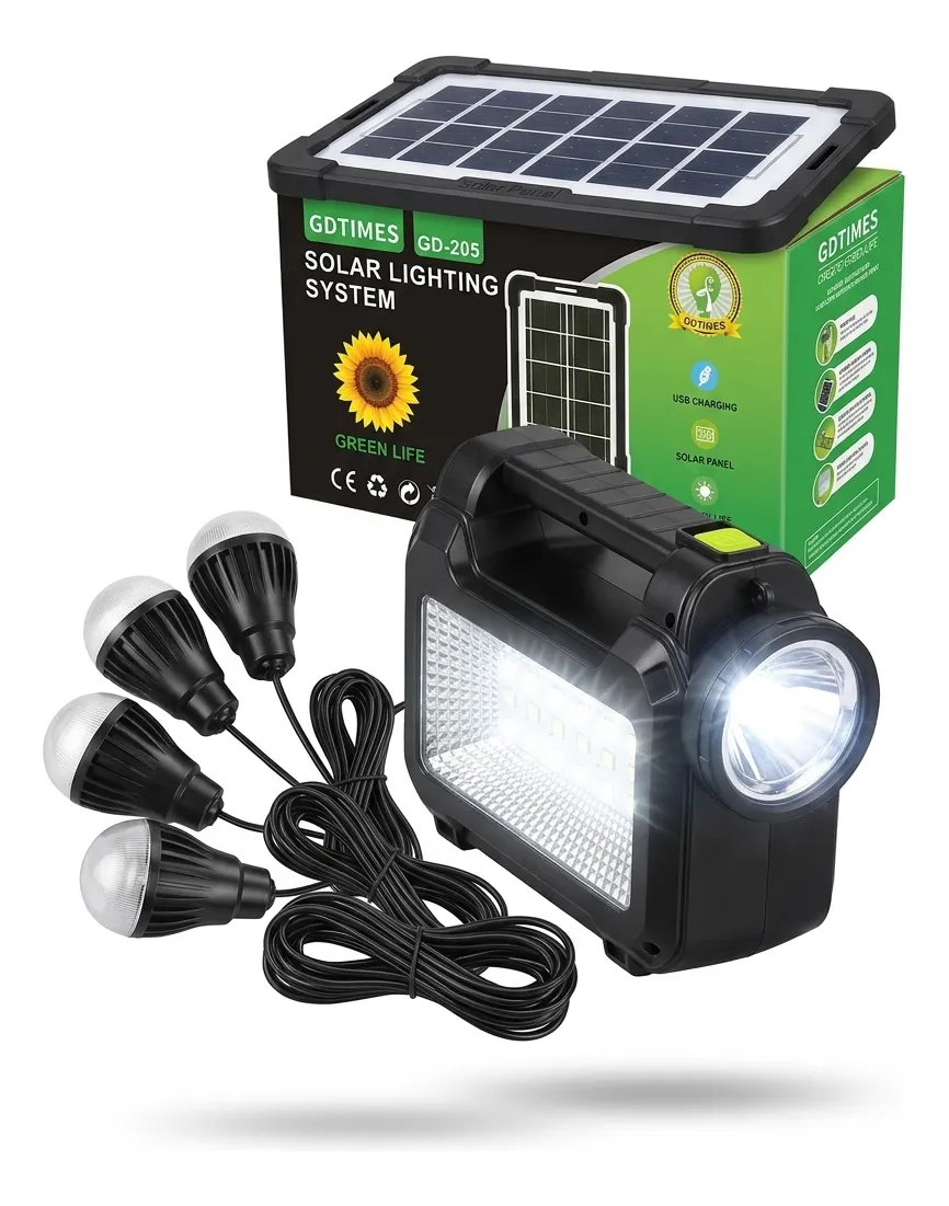 Kit Lámpara Solar + 4 Bombillos